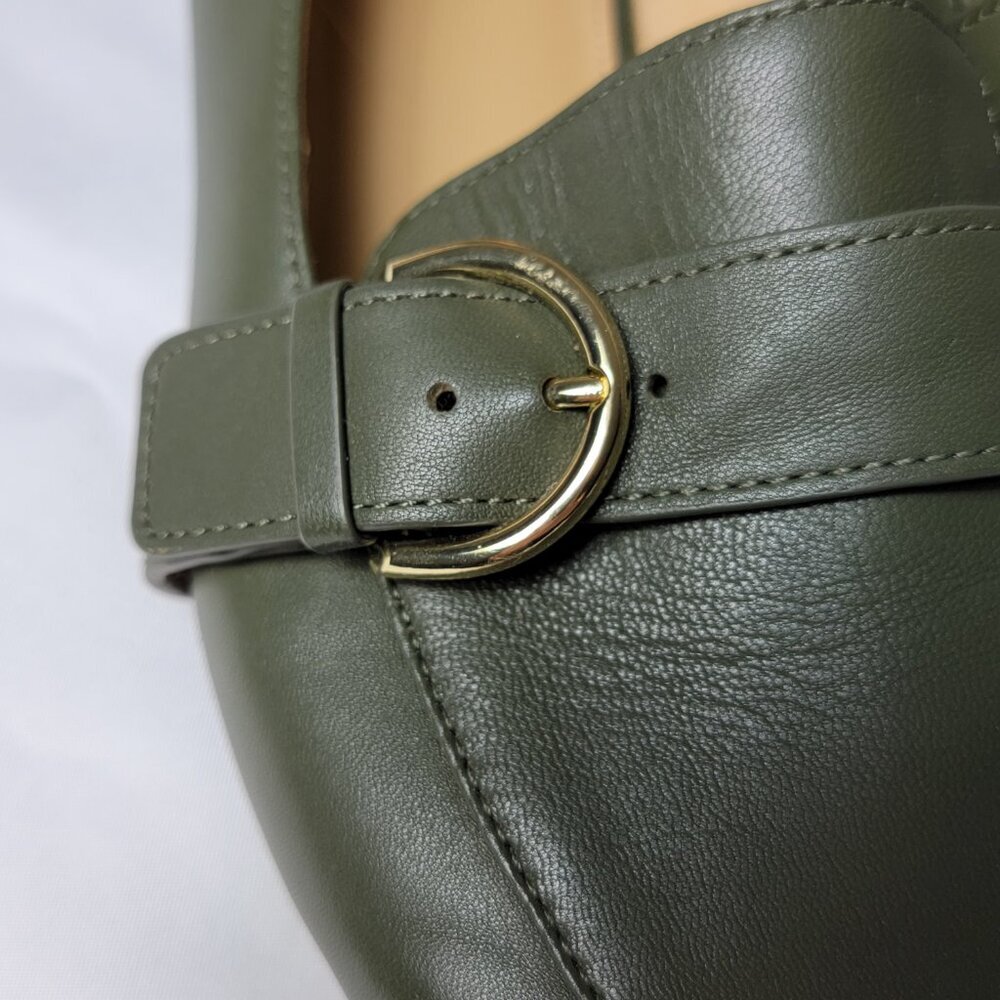 Talbots Ryan Buckle Loafer Women's Size 8.5 M Napa Leather Sage Green EUC - Picture 3 of 13